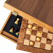 Cargar imagen en el visor de la galería, WALNUT BURL WITH BOX SET chess sets Manopoulos