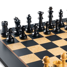 Load image into Gallery viewer, STAUNTON VARNISHED BLACK chess pieces Mora
