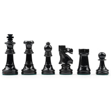 Cargar imagen en el visor de la galería, STAUNTON VARNISHED BLACK chess pieces Mora
