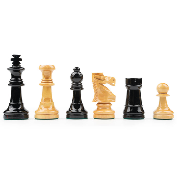 STAUNTON VARNISHED BLACK chess pieces Mora